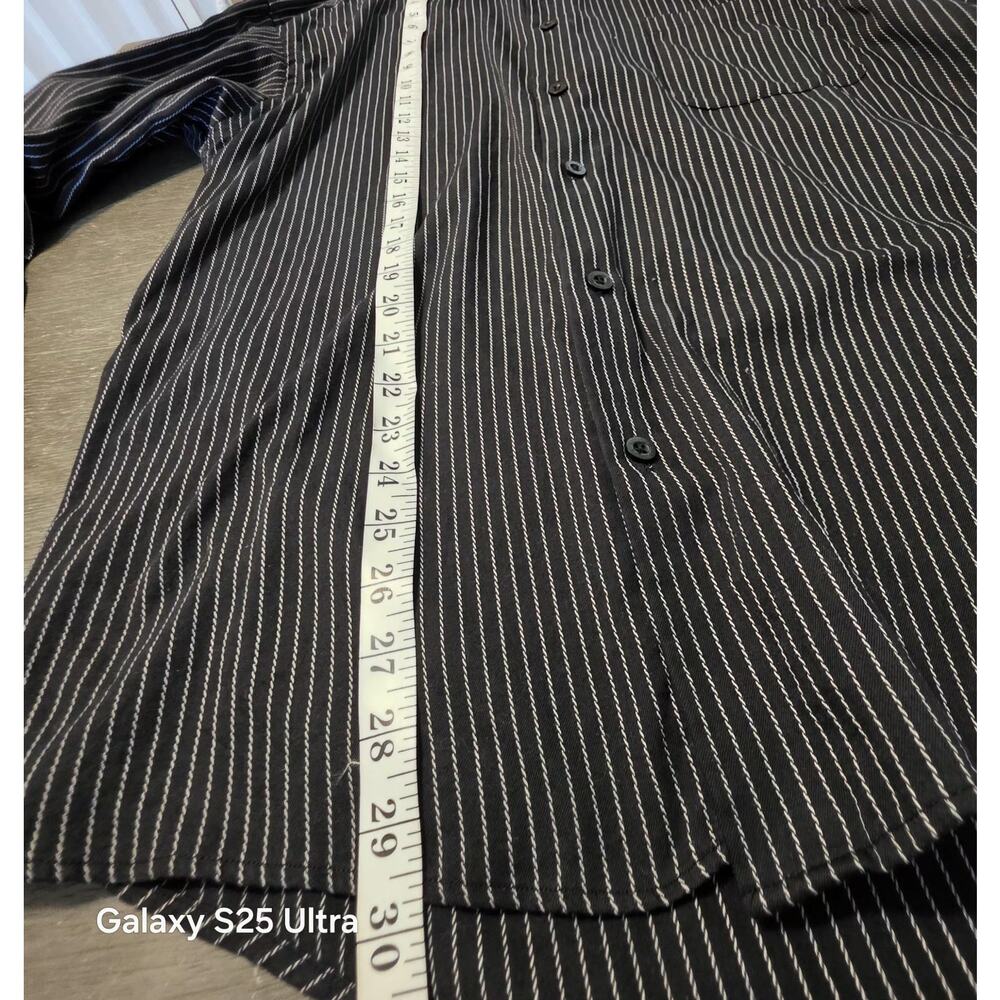 New Gen Mens Dress Shirt XL Long Sleeve Button Up French Cuff Black‎ Stripe - Picture 8 of 8